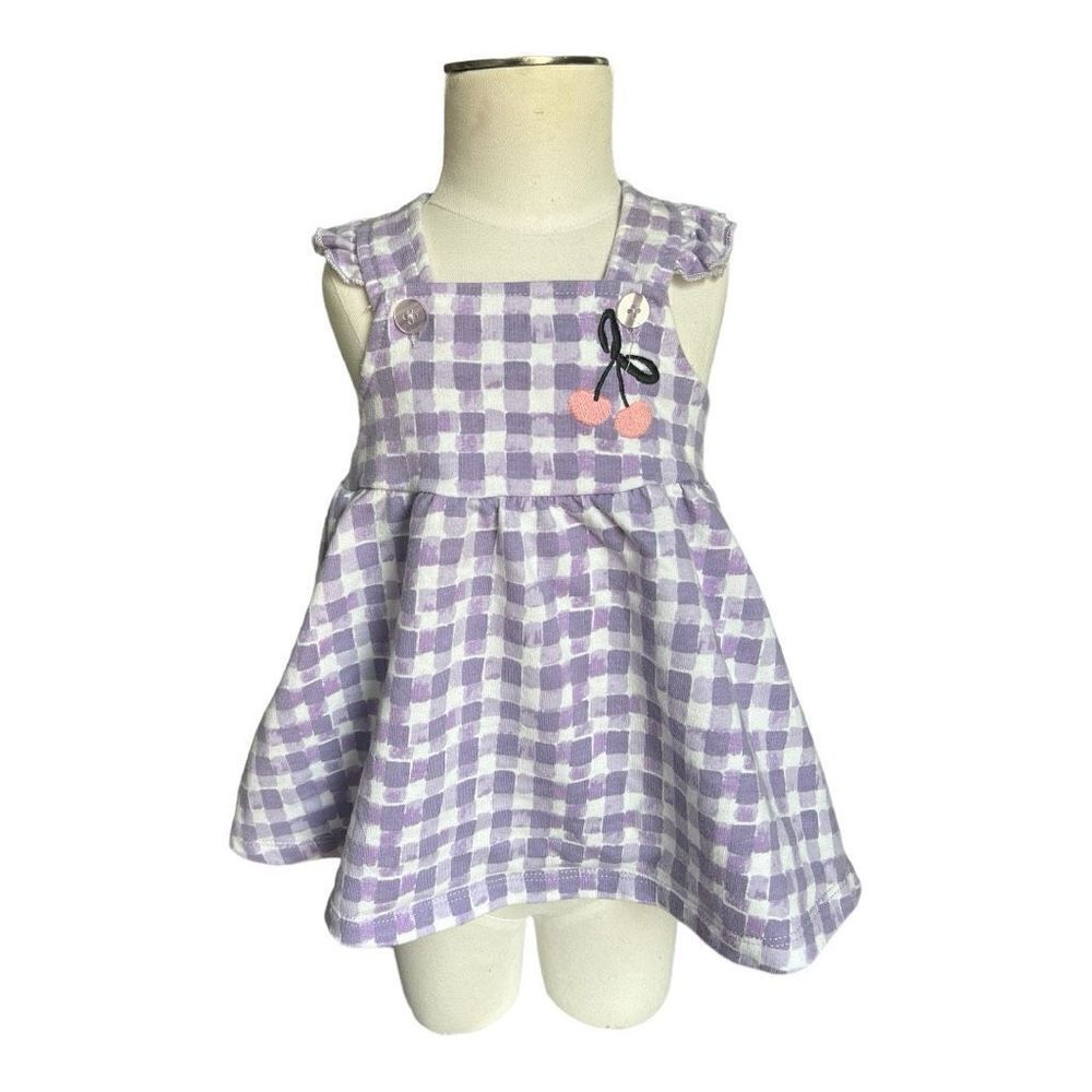 Baby Girls First Impressions Cherry Embroidered Plaid Romper Dress - Sz 6-9 mo